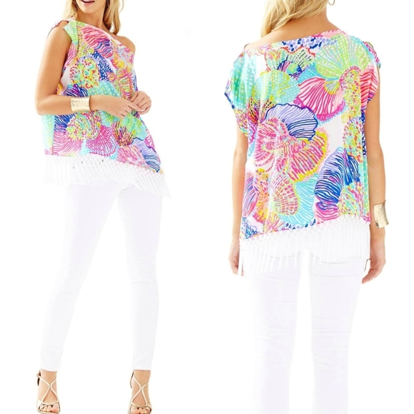 Lilly Pulitzer Other - Lilly Pulitzer Jasmine Caftan Fringed Coverup Top